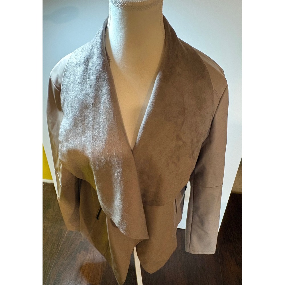 Bagatelle Faux Suede Drape Jacket XL Tan Taupe Waterfall Open Front Waterfall